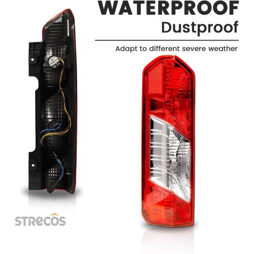 Tail Light Compatible with 2015-2025 Ford Transit 150 250 350 350HD w/Single Rear Wheels Halogen Type Taillight Rear Turn Signal Brake Lamp Assembly w/Harness & Bulbs (Right Passenger Side)