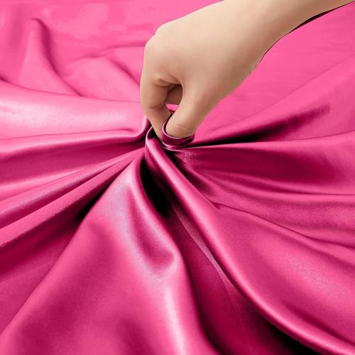 Size twin VACVELT 3pcs Hot Pink Satin Sheets Twin XL Size Bed Set, 15 Inch Deep Pocket Silky Satin Sheet Set, Soft Satin Bedding Set Cooling & Luxury Bed Sheets, 1 Fitted Sheet   1 Flat Sheet   2 Pillowcases......