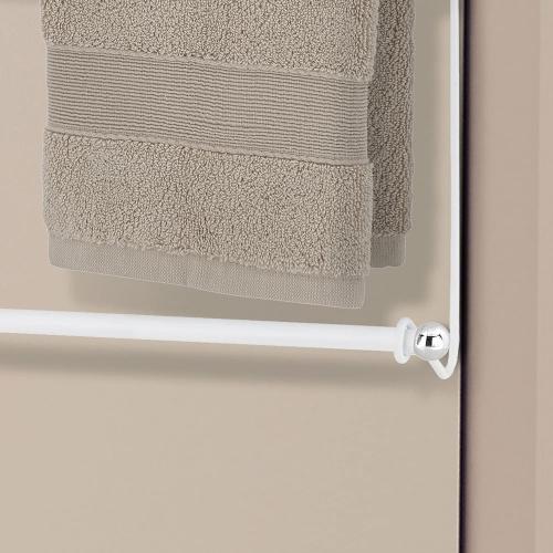 MyGift 3 Tier White Metal Over The Door Bathroom Towel Rack, Small Space Extra Storage Towel Bar Hanger