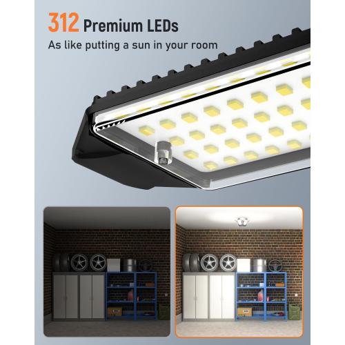 Black Adiding LED Garage Ceiling Light, 2 Pack 40000Lm Bright Screw into E26 E27 Socket LED Basement Lighting, 6 1 Deformable Panels, Daylight 6500K for Pole Barn Workshop Attic Porch Storage Room Low Bay