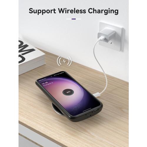 Black NEWDERY Battery Case  Qi Wireless Charging, Fast Charging, Sync Data Supported, Powerful Portable Rechargeable Charger Case  Black