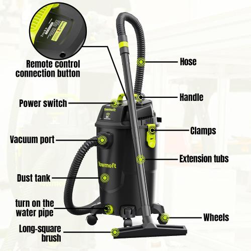 8 Gallon Dust Extractor Shop Vacuum with Remote Control | CVL30-RC, Remote Control, 5.5 Peak HP, HEPA Filter, Dust Bag, Wet Dry Vacuum Cleaner, Woodworking, Garage & Workshop‼️missing pieces‼️