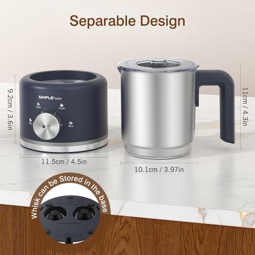 SIMPLETASTE Milk Frother, 4 in 1 Electric Milk Steamer, 16.91oz/500ml Automatic Warm and Cold Foam Frother for Coffee, Latte, Macchiato, Cappuccino, Hot Chocolate