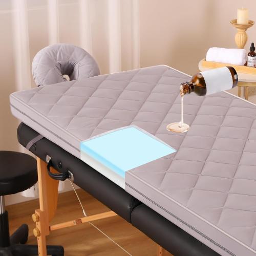 Size 3.2 Inch Color Grey Lash Bed Topper Set,Gel Memory Foam Massage Bed Topper, Waterproof Fluffy Pillow Top Cover for Spa Esthetician Wax,Includes Grey Massage Table Toppe & Face Rest Cover