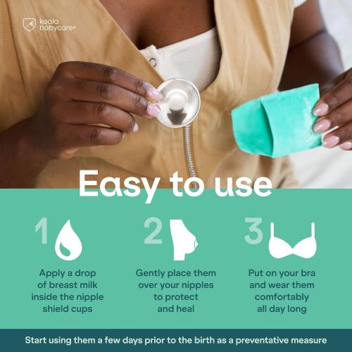 Koala Babycare The Original Nursing Cups 100% Silver – Nipple Shields for Nursing Newborn - Breastfeeding Essentials Protect and Soothe Cracked Nipples - Standard Size