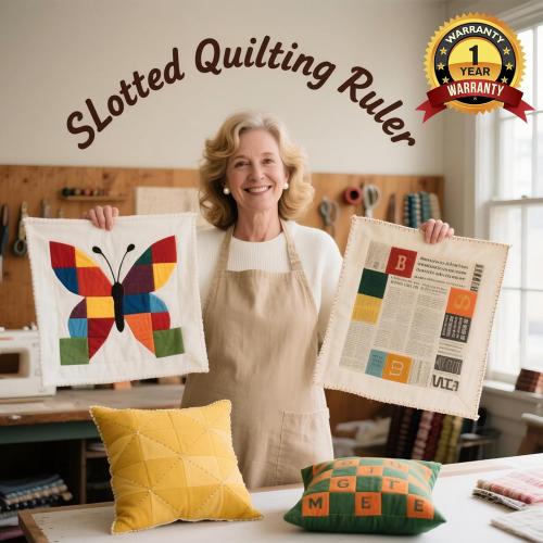 17-3/4 x 22in XL Slotted Quilting Ruler, Particularly Precise & Not Easy to Break, Quilting Templates Supplies for Fabric Strip, Rotary Cutting, Sewing, Patchwork and Crafting-1 Year