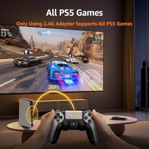 IWGAME Controller for PlayStation-5, Compatible with PS-5/PS-5 Pro/PS-4/ PC, Wireless Controllers Supports Adjustable Turbo, Remap, Hall Effect, Gaming Controller for PS-5 Games (2.4G Adapter Required)