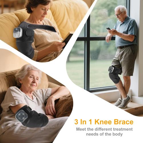 Knee Massager Smart with Heat, Red Light and Massage Therapy, 3 Vibration Modes and 5 Heating Levels, 2026 Updated Edition, Wireless Magnetic Attraction Controller, Gifts for Grandma & Grandpa, Grey