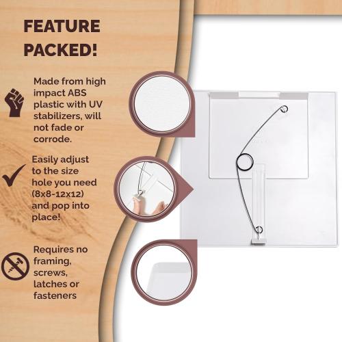 Morvat Adjustable Spring Access Panel, Fits 8x8 - 12x12 Inches (External 13.5x13.5), for Drywall, Ceiling, Electrical, Plumbing Heavy-Duty & Easy Install, Wall Hole Cover Plate, White (1-Pack)
