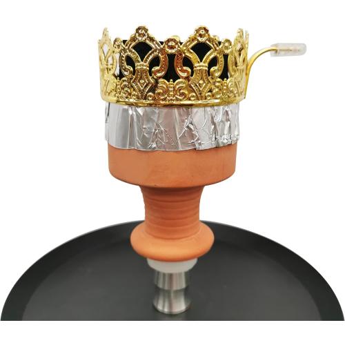 Hookah Charcoal Holder KKDUCK Reusable Metal Hookah Coal Heater for SHIAHA Accessories Hookah Heat Management System Crown Style (Gold)