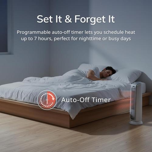 Lasko Oscillating Ceramic Tower Space Heater for Home with Overheat Protection, Timer, 22.5 Inches, Silver, 1500W, 5775