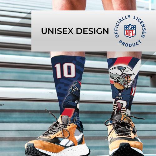 2 Pack Size MD  For Bare Feet NFL Adult Player Stripe Sock - Premium Quality Poly Spandex Blend - Unisex- Stay Comfortable