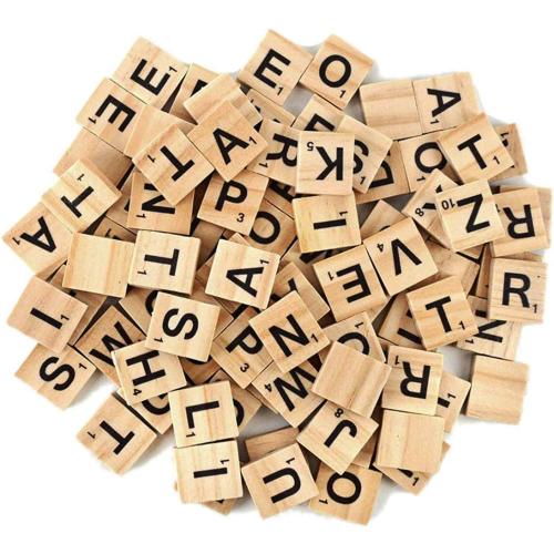 100Pcs Wooden Alphabet Tiles Scrabble Replacement Letters for Board Games, Wedding Frame and Wall Art (100)