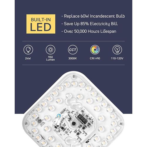 CALDION 3Pack Ceiling Light Fixture, 12 Inch 24W 950 Lumen LED Flush Mount Light Fixture, Dimmable 3000K, Square Ceiling Lamp for Bedroom, Kitchen, Hallway
