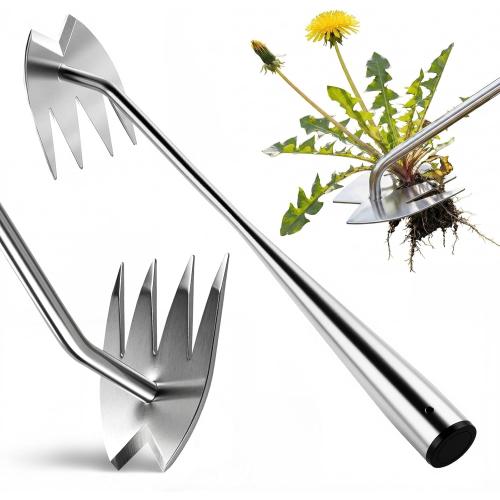 LOOHOI Garden Hand Weeder Tool, Heavy-Duty Stainless Steel Weeding Tool for Deep Root Removal, Portable Garden Weed Removal Tool for Lawn, Flower Beds & Yard