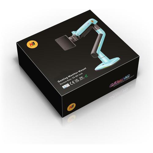 NB Gaming Monitor Arm or for 32 to 60 Inches Screen, Load up to 20 kg, VESA 75/100, RGB-Light, Heavy Duty, Multi Angle Adjustable, Premium Aluminum, Blue
