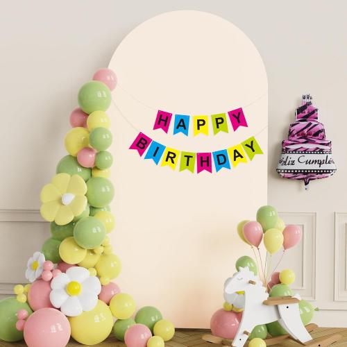 Putros Wedding Arch Cover 6.6FT Beige Spandex Fitted Round Top Chiara Backdrop Stand Covers for Wedding Birthday Party Decoration