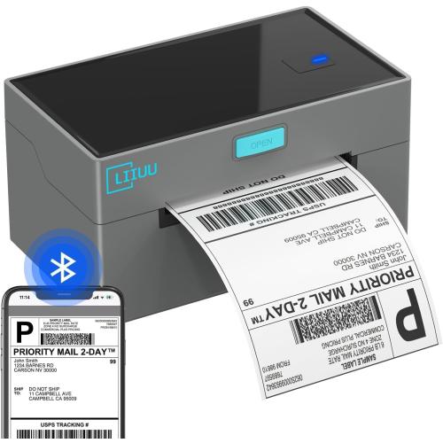 Thermal Shipping Label Printer Bluetooth, 4x6 Label Printer for Shipping Packages, Support iOS, iPhone, iPad, Android, Mac, Windows, Widely Used for Amazon, UPS, USPS, Ebay, Etsy