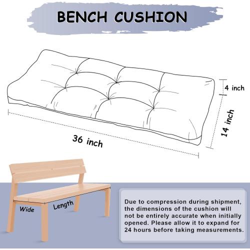 Bench Cushion 36 Inch - Polyester Brushed, High-Density Foam, Non-Slip Bottom, Soft Durable Indoor Tufted Long Seat Cushion for Window Garden Furniture (Dark Gray, 36x14x4 Inch)