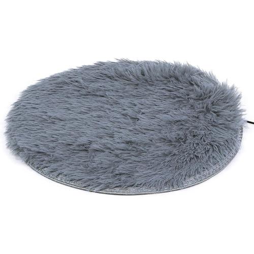 Cat Plush Mat Cat Heating Mat Plush Four Seasons USB Charging Interface Pet Electric Blanket Heating Pad Mat for Small Dogs Cats (Silver Gray)