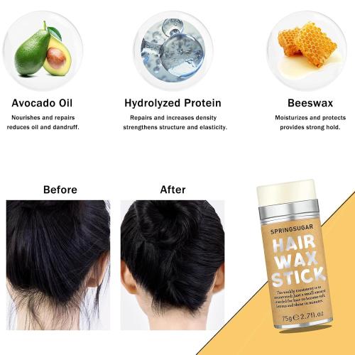 Slick Back Hair Brush & Hair Wax Stick Set for Slick Back – Boar Bristle Brush for Sleek, Control, Flyaways & Baby Hairs – Wax Stick for Women Sectioning & Parting