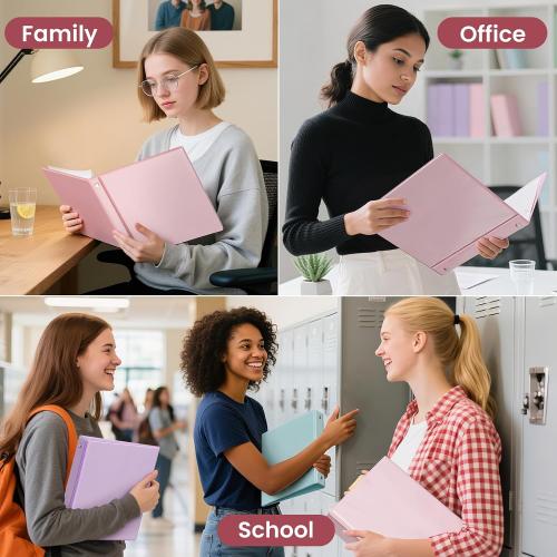 SUNEE 3 Ring Binder 1.5 Inch 1 Pack, Clear View Binder Three Ring PVC-Free (Fit 8.5x11 Inches) for School or Office Supplies, Pink