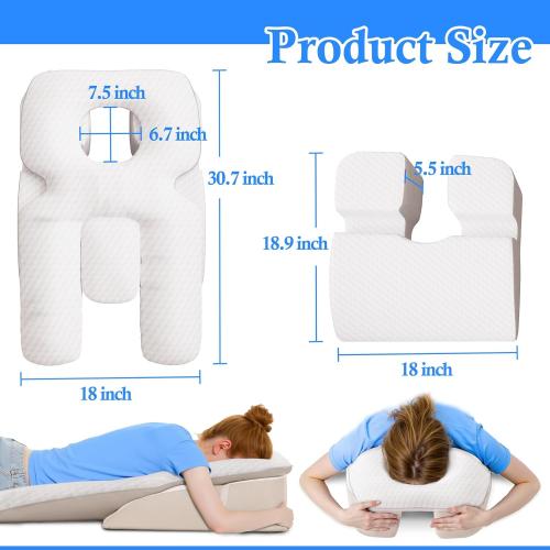 Face Down Pillow,Faces Down Pillow After Eye Surgery,BBL Pillows After Surgery Stomach Sleeping Pillows,Home Massage Pillowes Faces Down with Shredded Memory Foam and Removable Cover