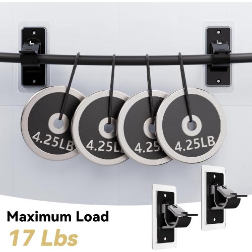 8PCS No Drill Curtain Rod Bracket, Self Adhesive Curtain Rod Holders, No Hole, Multipurpose Curtain Rod Hooks for Bathroom Living Room Kitchen and Bedroom (Black)