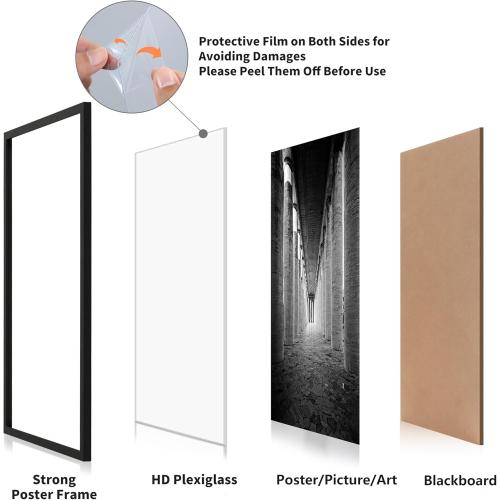 BLACK FRAME DOAI ART 24x36 Poster Frame Black 2 Pack, Poster Frames 24 x 36 inches or 24x36 Picture Frames with HD Plexiglass for Horizontal or Vertical Wall Mounting, Durable Scratch-proof Safe and Artistic