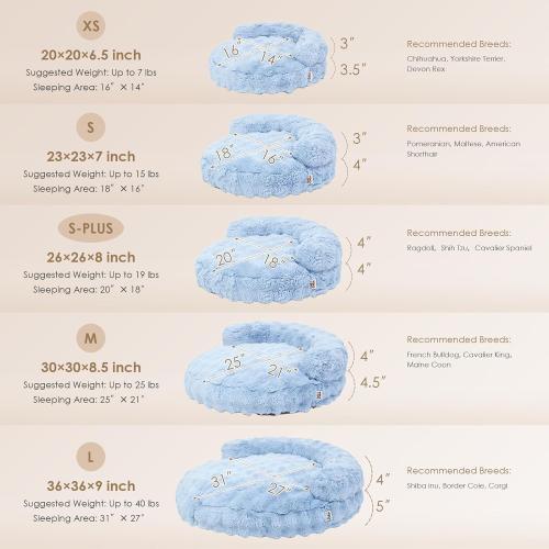 Soft Cat Couch Bed for Indoor Cats, Fluffy Small Dog Bed with Removable Washable Cover, Bolster Pet Sofa, Waterproof and Non-Slip,