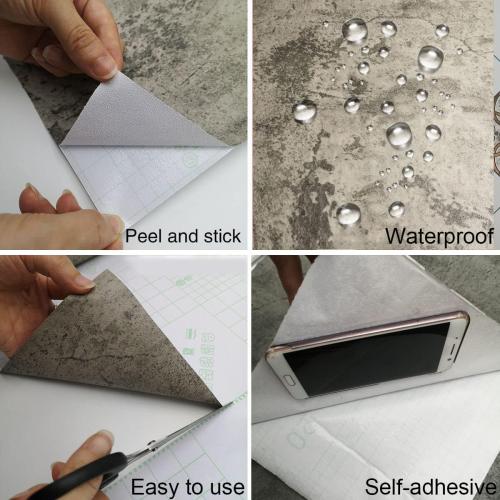 48x354inch Extra Wide Grey Concrete Peel Stick Wallpaper 3D Cement Look Contact Paper Matte Thicken Adhesive Waterproof Vinyl Wall Sticker for Apartment Office Retro Industrial Style Earthy Grey