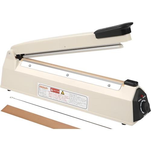 Impulse Sealer 16 inch Manual Heat Sealer Machine with Adjustable Heating Mode, ABS Shrink Wrap Bag Sealers for Plastic PE PP Bags, Portable Poly Bag Sealing Machine with Extra Replace Kit (white)