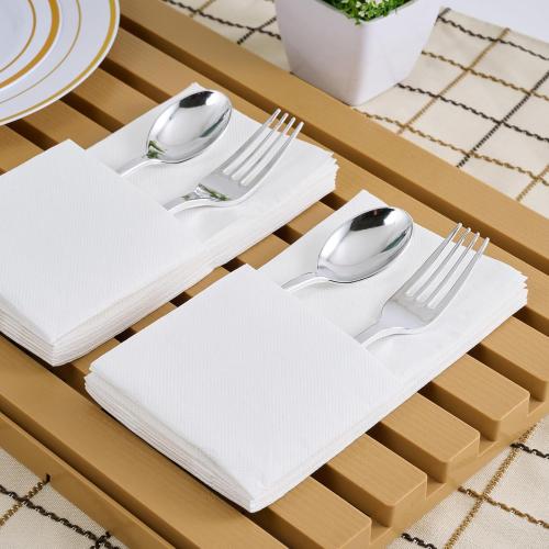 JOLLY CHEF 200 Pack Disposable Paper Napkins, Soft Bathroom Napkins for Guests, 2-Ply White Paper Hand Towels for Halloween, Wedding, Thanksgiving