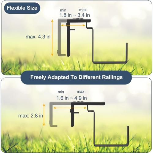 smusei Window Boxes Planters 17’’ Railing Planter Box with Adjustable Brackets, 4 Pack Hanging Deck Railing Planters Rectangular Flower Pots for Outdoor Patio Balcony Fence