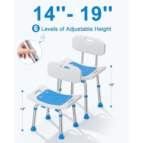 HOMLAND Shower Chair for Inside Shower with Removable Back, 400 lbs Heavy Duty Bath Seat for Bathtub, Safety Bath Stool for Seniors and Disabled
