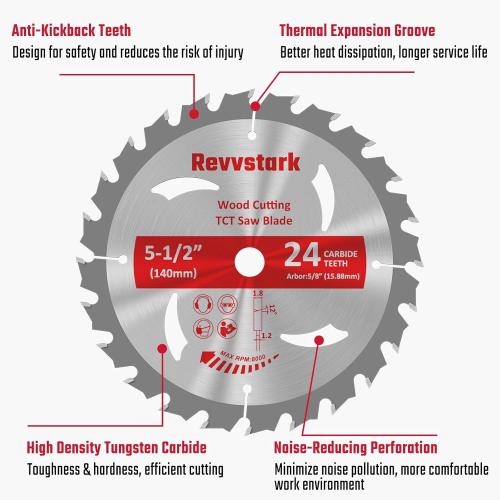 5-1/2 Inch 24T&48T with 5/8-Inch Arbor(15.88mm) Circular Saw Blade, TCT Saw Blades, Professional for Wood Cutting