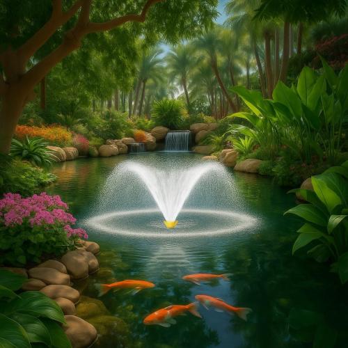 Pond Fountain Aerator, 1HP 15000 GPH Fountain Pump with Timer, 15A/110V 100FT power cord, 2 Spray Patterns, Energy-Efficient Water Circulation for Ponds & Lakes