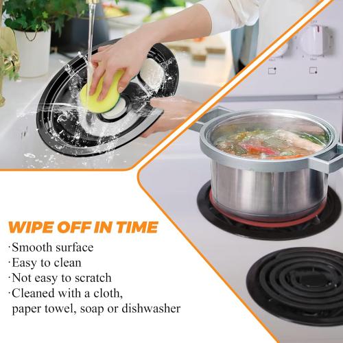 WB31M19 WB31M20 Porcelain Drip Pans by Blutoget - Compatible for GE Hotpoint Range Cooktop -Includes 3 6-Inch and 1 8-Inch Pans -4 Pack (Black Porcelain)- Stove Drip Pans for 3 Small Burners & 1 Large