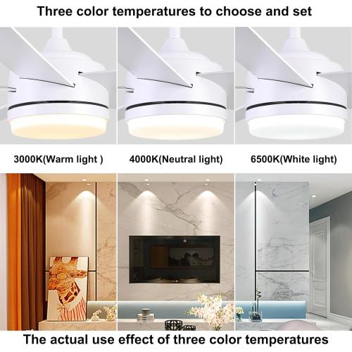 YUHAO 52 Inch White Ceiling Fan with Light and Remote Control.Noiseless,Dimmable,3CCT,6 Speeds Reversible, DC Ceiling Fans for Indoor or Covered Outdoor Use.ETL Listed may have missing accessories