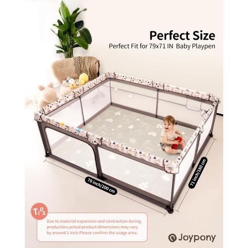 Baby Play Mat Size 79x 71 Inch, Extra Large Foldable Play Mats for Babies and Toddlers, Waterproof & Anti-Slip Portable Baby Floor Mat for Tummy Time, Non Toxic Foam Play Mat for Floor Travel Bag