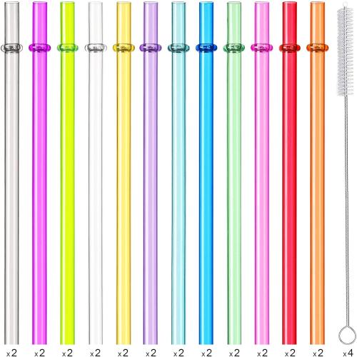 24 PCS, Reusable Straws with 4 Brushes, 10.5 Long Tritan Hard Plastic Straws, 12 Colors Translucent Replacement Drinking for 16OZ-32 OZ Tumblers, Cups, Jars, Stanley, YETI, Starbucks, BPA Free