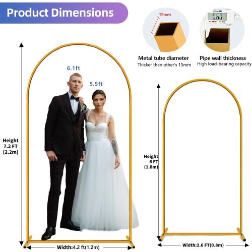 Hemmotop Metal Arch Backdrop Stand Set of 2, 7.2ft and 6ft