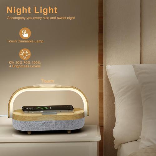 Nightstand Lamp with Wireless Charger,Unique Gifts for Women 4 in 1 Touch Bedside Lamp,Bluetooth Speaker Lamp,Portable Phone Holder,Dimmable LED Night Light Birthday Gifts for Her, Him, Mom,Dad