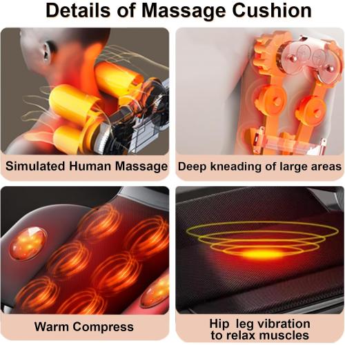 Lvrunben Shiatsu Back Massager with Heat, 3D Kneading Massage Chair Pad, Electric Massage Seat Cushion for Body, Neck,Shoulder, with Movable Multi-Function Leg and Foot Massager, for 62-69 inches