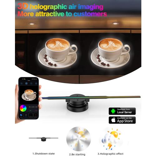 3D Hologram Fan, 16.5 Inch 3D Hologram Projector HD LED Holographic Advertising Display with Remote, WiFi and APP, Holographic Video Advertising Projector for Business,Bar,Halloween (42CM, 8G)