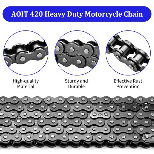 420 Motorcycle Chain 132 Links - 420 Chain for 50 70 90 110 125cc 212cc TaoTao Coolster Apollo Baja Kazuma Chinese ATV, 420 Chain for Mini Bike Go Kart, Free Chain Breaker Included