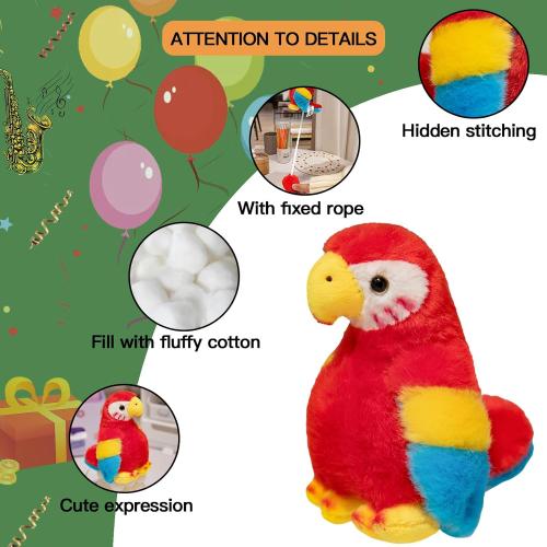 4.7 Inch Parrot Plush Shoulder Magnet Stuffed Animal Toys Cute Plushies for Boys Girls Kids