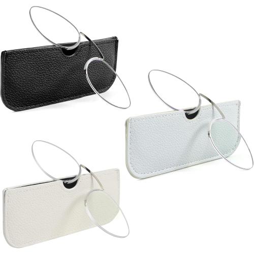 MMOWW 3 Pack Slim Armless Reading Glasses with Portable Cases for Women Men, Pocket Size Small Readers Comfortable Nose Pads