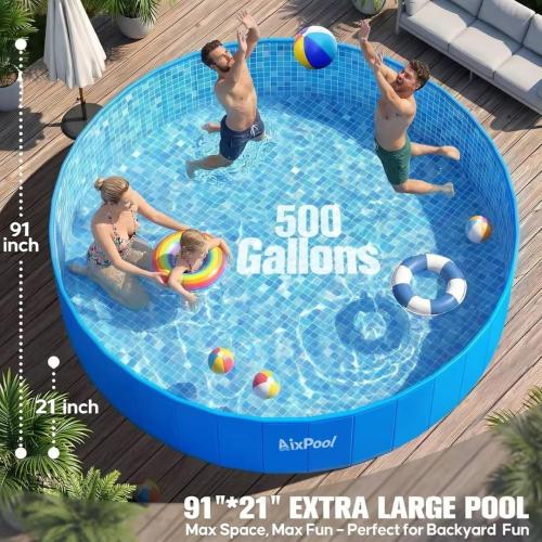 2026 Large Foldable Pool,Non-Inflatable Pool for Adult,Foldable Swimming Pool,Plastic Kiddie Portable Pool,Collapsible Kid Pool for Backyard,Oversized Easy Setup Family Pool for Adult,7.6FT