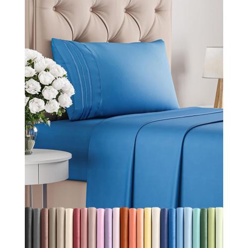 Twin Size 3 Piece Sheet Set - Breathable & Cooling Sheets - Royal Blue